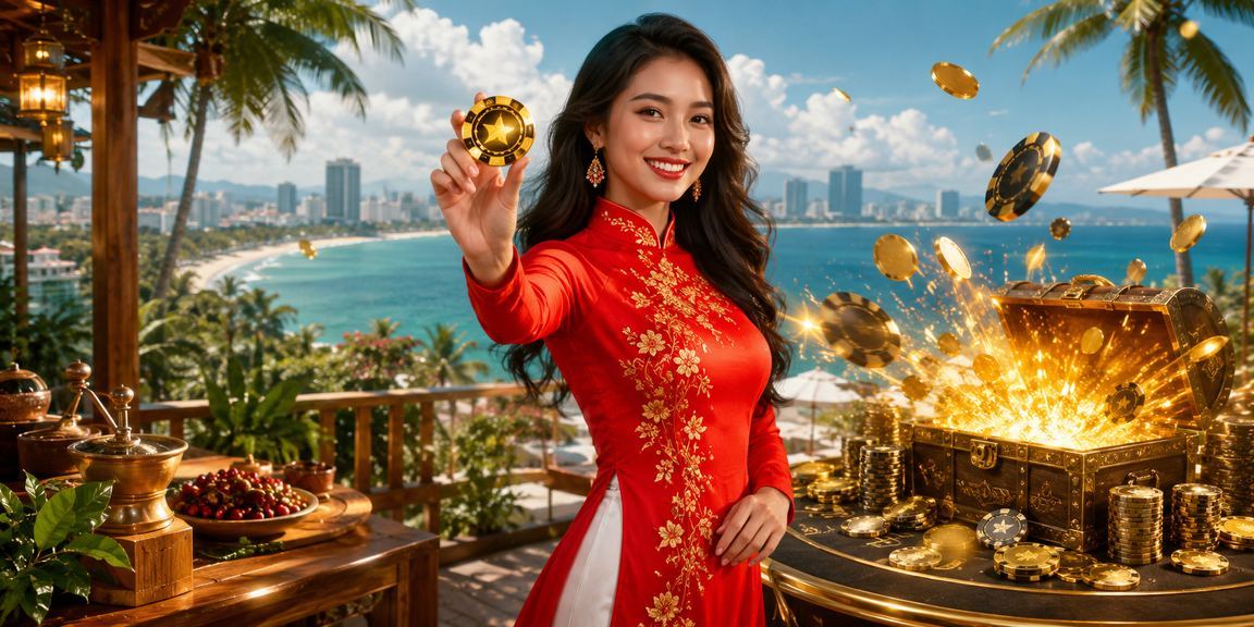 Người dùng Đà Nẵng trải nghiệm ứng dụng casino b2e với áo dài truyền thống trên điện thoại di động
