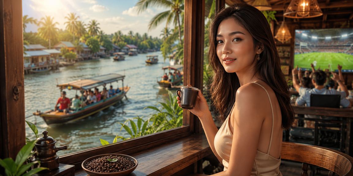 Người dùng vùng Mekong thưởng thức cà phê sáng trong lúc chờ kết quả cá cược trực tuyến